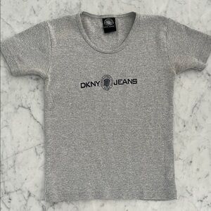 DKNY Gray Logo Short Sleeve Tee